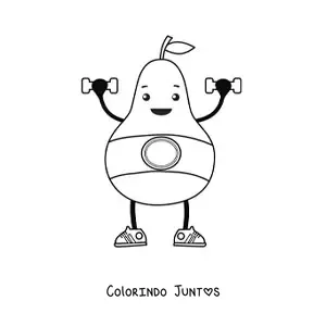 Desenho para colorir de uma pera animada fazendo exercício