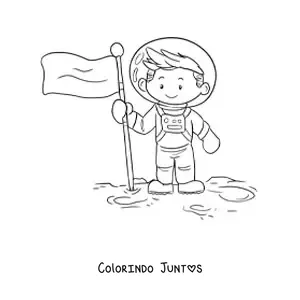 Desenho para colorir de um homem na Lua