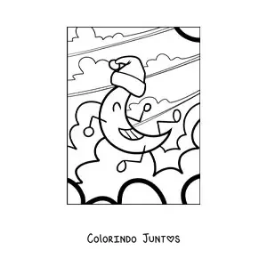 Desenho para colorir de uma Lua animada