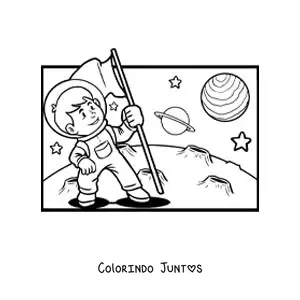 Desenho para colorir de um astronauta na Lua