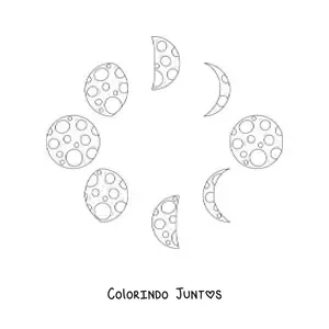 Desenho para colorir das fases da Lua