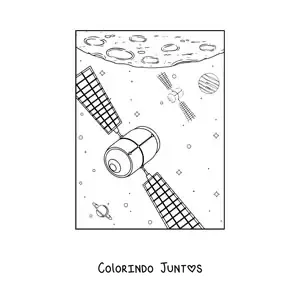 Desenho para colorir de dois satelites artificiais