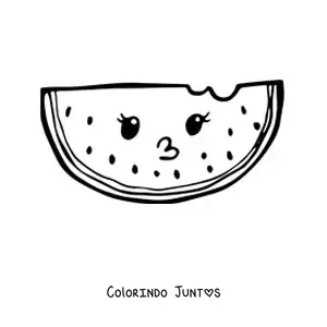 Desenho para colorir de uma melancia kawaii