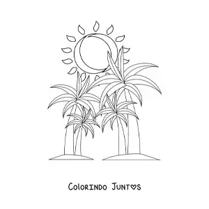 Desenho para colorir de uma paisagem de verao