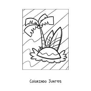 Desenho para colorir de uma ilha de verao