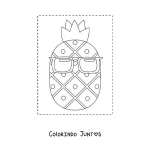 Desenho para colorir de um abacaxi com oculos de verao