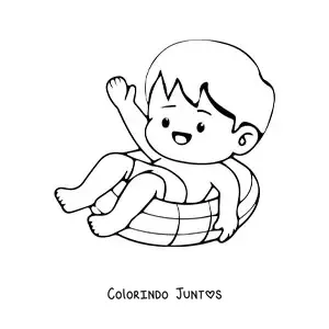 Desenho para colorir de um menino feliz no verao