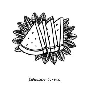 Desenho para colorir de varias fatias de melancia de verao