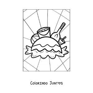 Desenho para colorir de varios brinquedos de praia para o verao