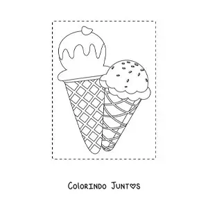 Desenho para colorir de dois sorvetes de casquinha para o verao