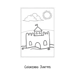 Desenho para colorir de um castelo de areia no verao