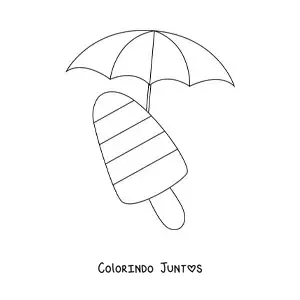 Desenho para colorir de um guarda-sol e um picole para o verao
