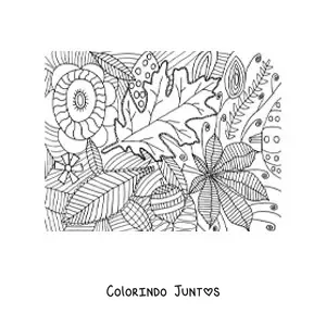 Desenho para colorir de varias folhas de outono