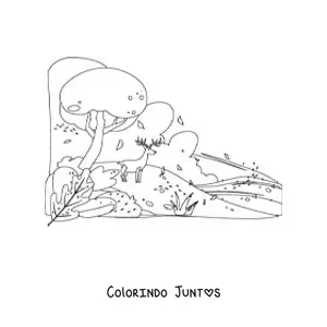Desenho para colorir de uma floresta no outono