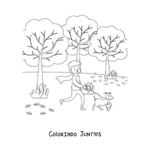 Desenho para colorir do outono no parque