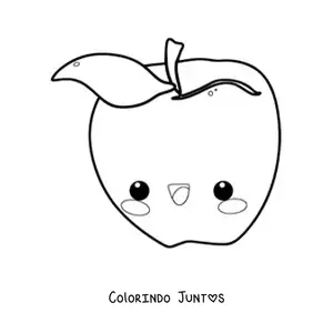 Desenho para colorir de uma maçã kawaii animada