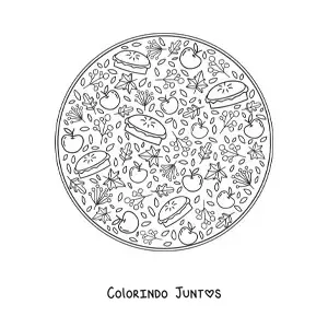 Desenho para colorir de varias macas e pes para o outono