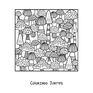 Desenho para colorir de varios cogumelos de outono
