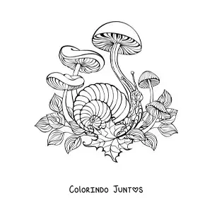 Desenho para colorir de varios cogumelos de outono
