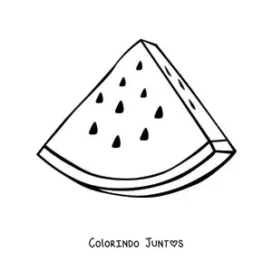 Desenho para colorir de um pedaço triangular de melancia