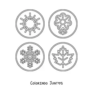 Desenho para colorir das estações do ano