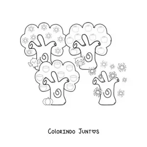 Desenho para colorir de árvores nas estações do ano