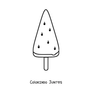 Desenho para colorir de um picolé em formato de melancia