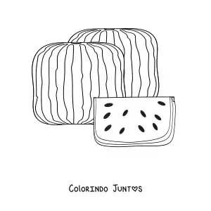 Desenho para colorir de uma melancia quadrada