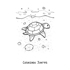Desenho para colorir de uma tartaruga marinha na praia