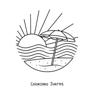 Desenho para colorir de um guarda-sol de praia