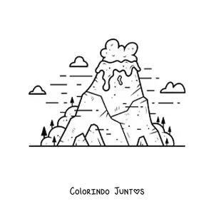 Desenho para colorir de um vulcão ativo