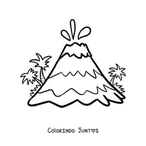 Desenho para colorir de um vulcão em erupção