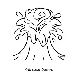 Desenho para colorir de uma erupção vulcânica