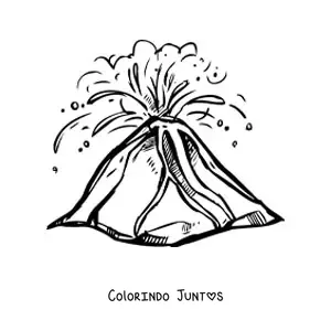 Desenho para colorir de um vulcão com lava