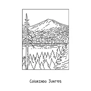 Desenho para colorir de um vulcão inativo