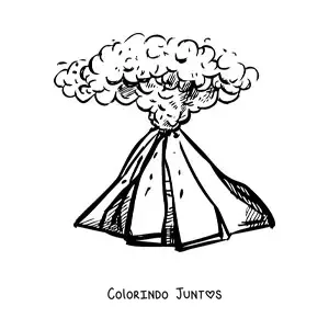 Desenho para colorir de um vulcão com fumaça