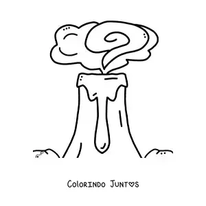 Desenho para colorir da fumaça e da lava de um vulcão
