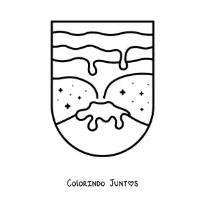 Desenho para colorir de um vulcão e sua lava