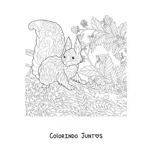 Desenho para colorir de um esquilo da floresta estilo mandala
