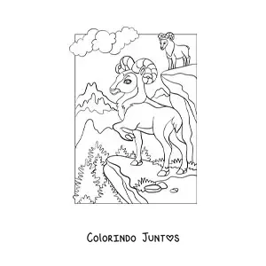 Desenho para colorir de duas cabras da montanha
