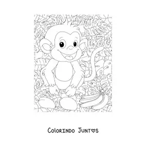 Desenho para colorir de um macaco selvagem animado