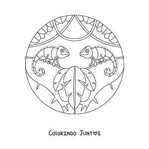 Desenho para colorir de dois camaleões selvagens