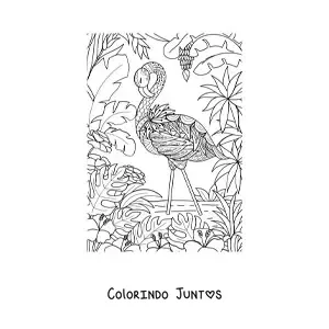 Desenho para colorir de um flamingo selvagem