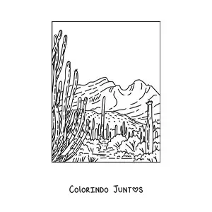 Desenho para colorir de uma paisagem desértica