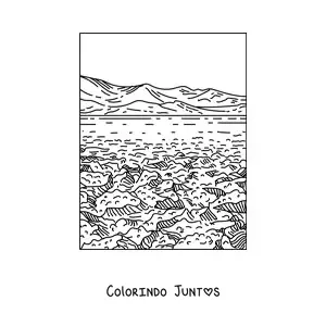 Desenho para colorir de uma paisagem com clima árido