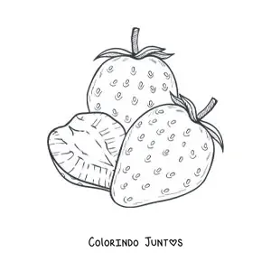 Desenho para colorir de tres morangos