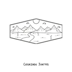 Desenho para colorir de uma paisagem de deserto