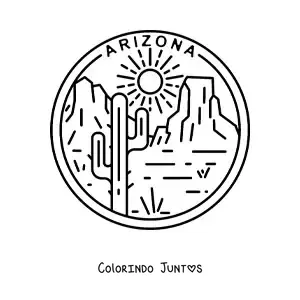 Desenho para colorir de uma paisagem com o deserto no Arizona