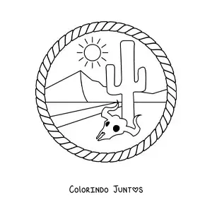Desenho para colorir de uma paisagem com uma trilha no deserto