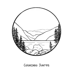 Desenho para colorir de um lago